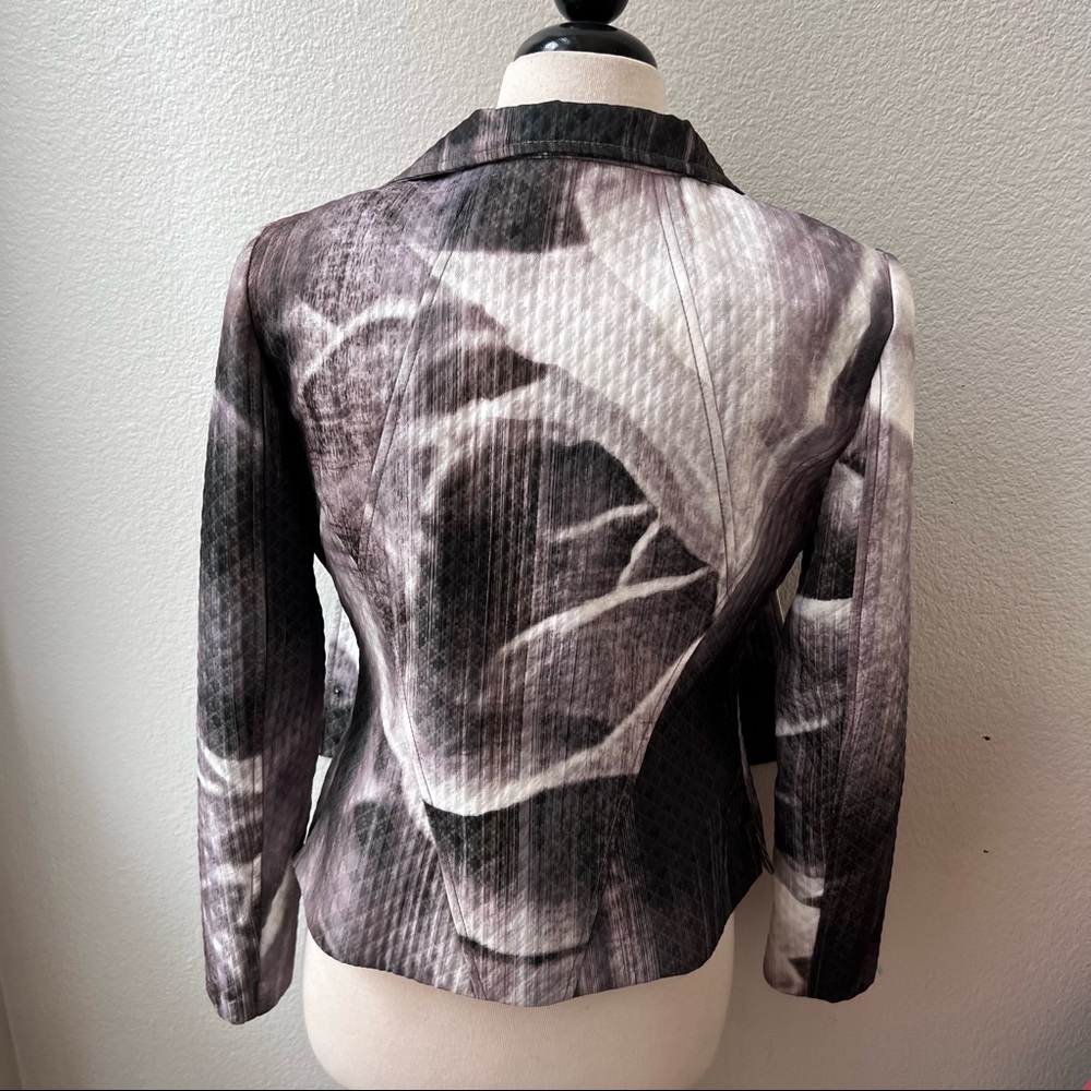 HILTON HOLLIS womens tailored jacket gray white floral print button front 4 - Picture 2 of 7